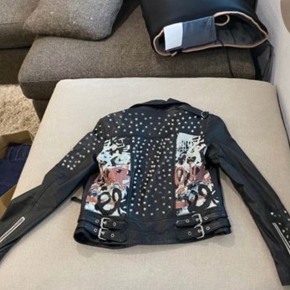 🎎🍂🍁🍃ZARA Studded LEATHER JacKet - Picture 4 of 4